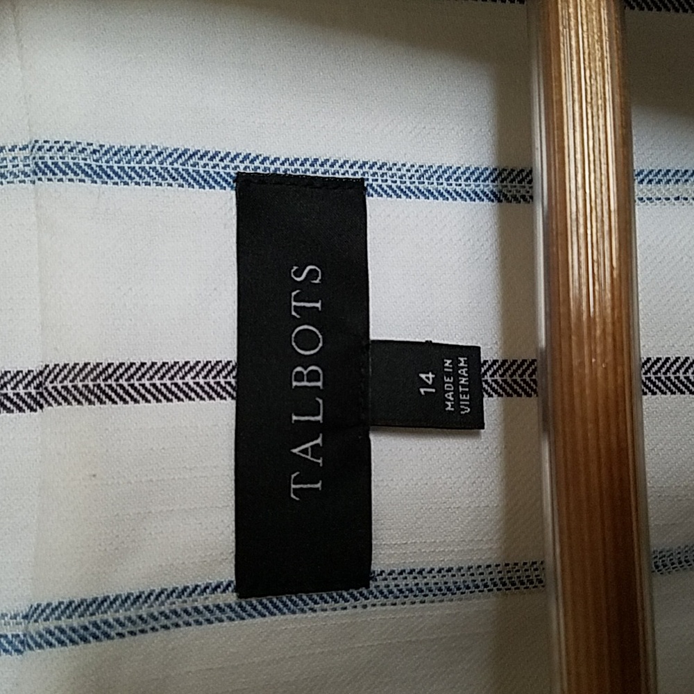Talbots Striped Blue and White Blazer - 14 - Picture 2 of 4